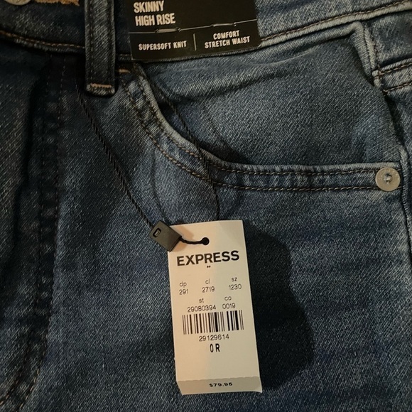 EXPRESS skinny high rise blue jeans - Picture 3 of 7